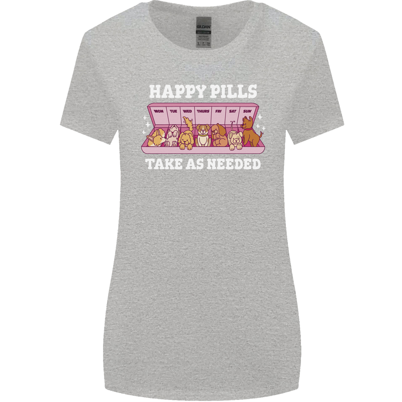 Happy Pills Antidepressants Dogs Womens Wider Cut T-Shirt Sports Grey