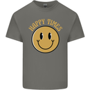Happy Times Acid LSD Trippy Mens Cotton T-Shirt Tee Top Charcoal