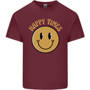 Happy Times Acid LSD Trippy Mens Cotton T-Shirt Tee Top Maroon
