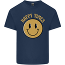Happy Times Acid LSD Trippy Mens Cotton T-Shirt Tee Top Navy Blue
