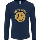 Happy Times Acid LSD Trippy Mens Long Sleeve T-Shirt Navy Blue