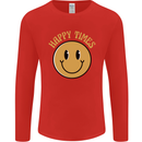 Happy Times Acid LSD Trippy Mens Long Sleeve T-Shirt Red