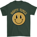 Happy Times Acid LSD Trippy Mens T-Shirt 100% Cotton Forest Green