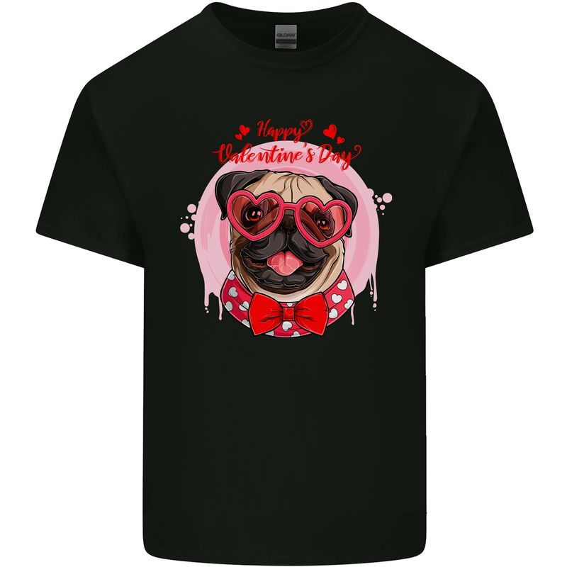 Happy Valentines Day Pug Dog Kids T-Shirt Childrens Black
