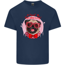 Happy Valentines Day Pug Dog Kids T-Shirt Childrens Navy Blue