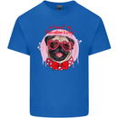 Happy Valentines Day Pug Dog Kids T-Shirt Childrens Royal Blue
