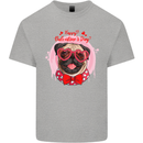 Happy Valentines Day Pug Dog Kids T-Shirt Childrens Sports Grey
