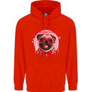 Happy Valentines Day Pug Dog Mens 80% Cotton Hoodie Bright Red