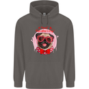 Happy Valentines Day Pug Dog Mens 80% Cotton Hoodie Charcoal