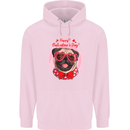 Happy Valentines Day Pug Dog Mens 80% Cotton Hoodie Light Pink