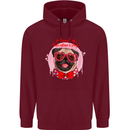 Happy Valentines Day Pug Dog Mens 80% Cotton Hoodie Maroon