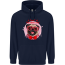 Happy Valentines Day Pug Dog Mens 80% Cotton Hoodie Navy Blue