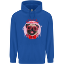 Happy Valentines Day Pug Dog Mens 80% Cotton Hoodie Royal Blue