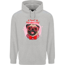 Happy Valentines Day Pug Dog Mens 80% Cotton Hoodie Sports Grey