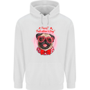 Happy Valentines Day Pug Dog Mens 80% Cotton Hoodie White