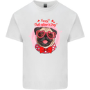 Happy Valentines Day Pug Dog Mens Cotton T-Shirt Tee Top White