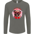 Happy Valentines Day Pug Dog Mens Long Sleeve T-Shirt Charcoal