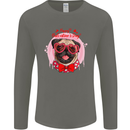Happy Valentines Day Pug Dog Mens Long Sleeve T-Shirt Charcoal