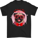 Happy Valentines Day Pug Dog Mens T-Shirt 100% Cotton Black
