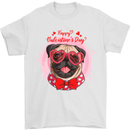 Happy Valentines Day Pug Dog Mens T-Shirt 100% Cotton White