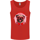 Happy Valentines Day Pug Dog Mens Vest Tank Top Red