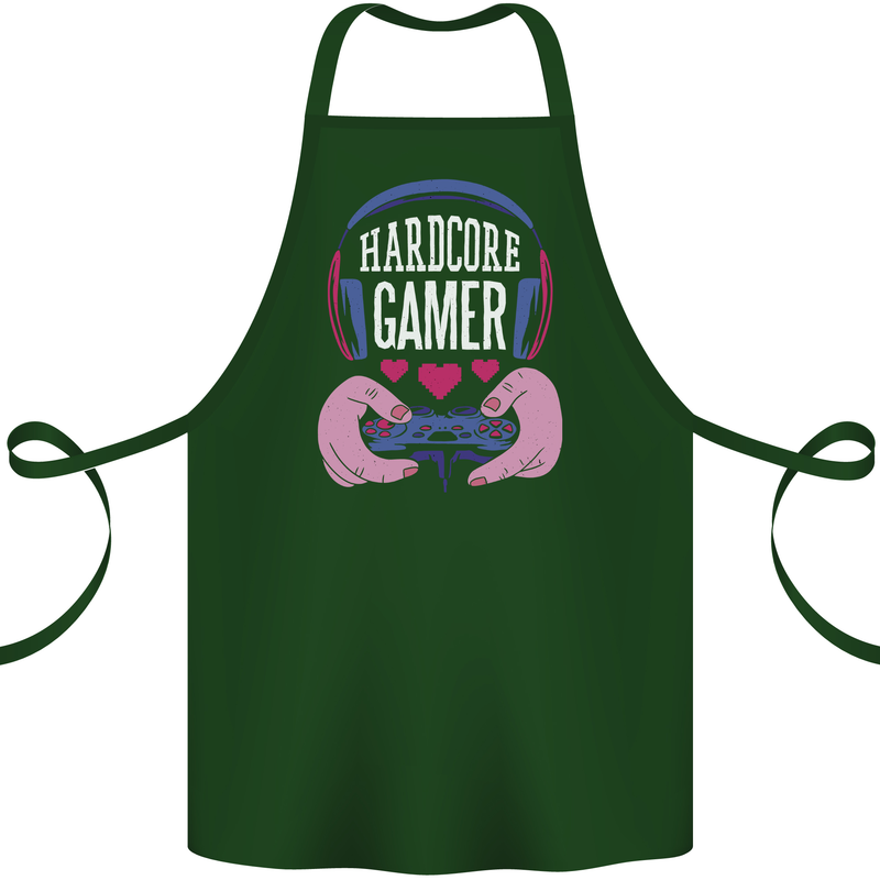Hardcore Gamer Video Games Cotton Apron 100% Organic Forest Green