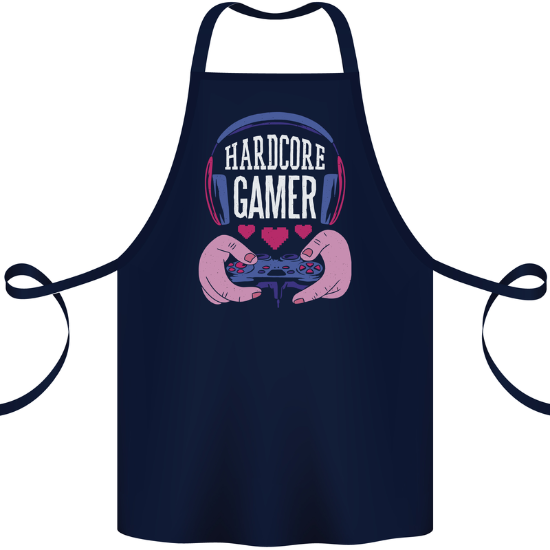 Hardcore Gamer Video Games Cotton Apron 100% Organic Navy Blue