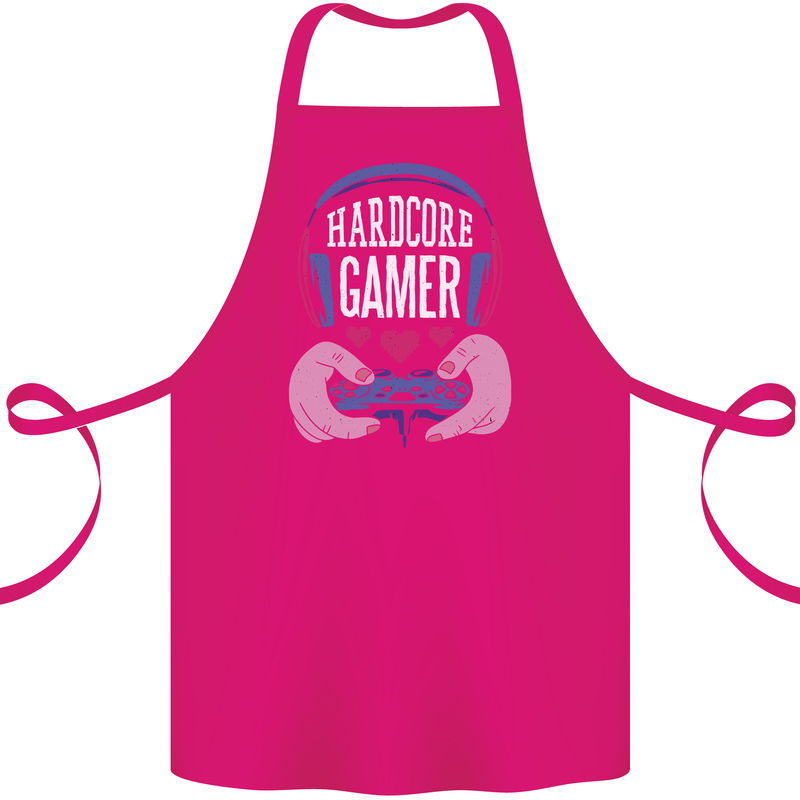 Hardcore Gamer Video Games Cotton Apron 100% Organic Pink