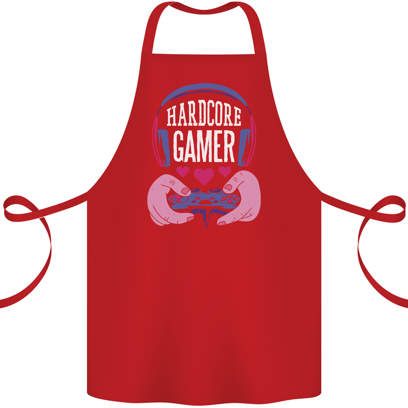 Hardcore Gamer Video Games Cotton Apron 100% Organic Red