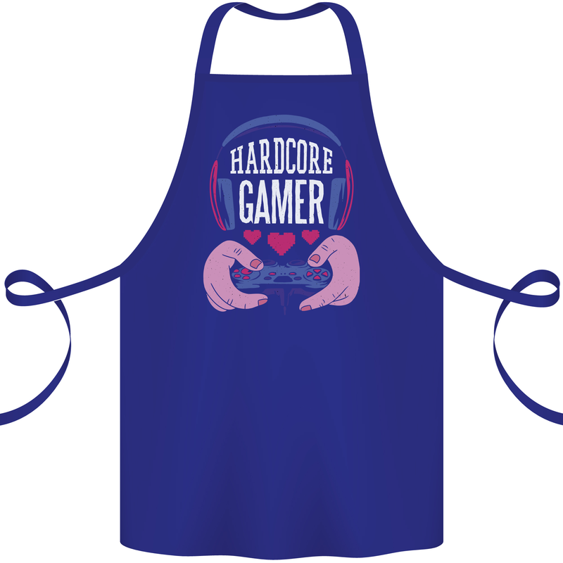 Hardcore Gamer Video Games Cotton Apron 100% Organic Royal Blue