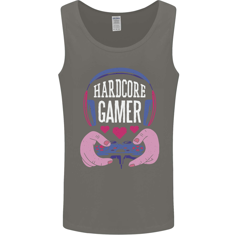 Hardcore Gamer Video Games Mens Vest Tank Top Charcoal