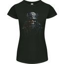 Hardknock Warrior Skull Viking Womens Petite Cut T-Shirt Black