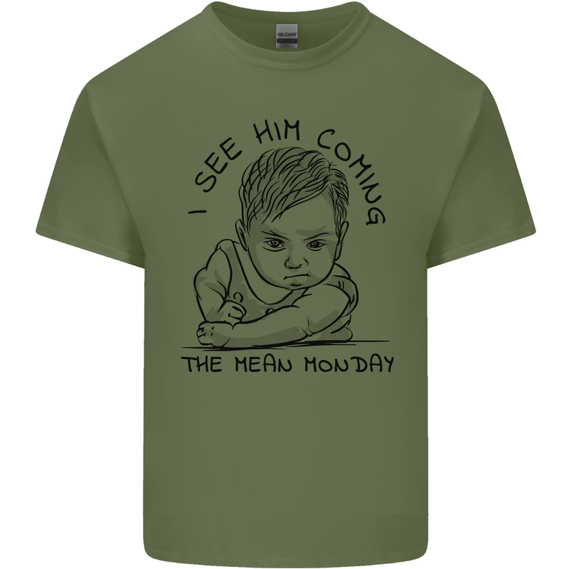 Hate Mondays Funny Work Office Humour Mens Cotton T-Shirt Tee Top Military Green
