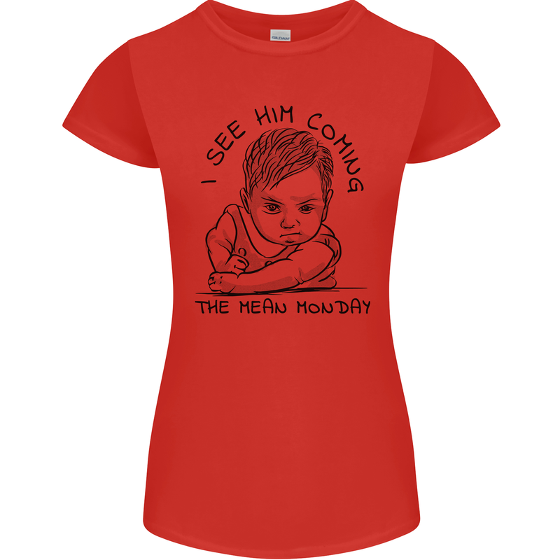 Hate Mondays Funny Work Office Humour Womens Petite Cut T-Shirt Red
