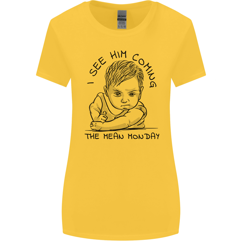 Hate Mondays Funny Work Office Humour Womens Wider Cut T-Shirt Yellow