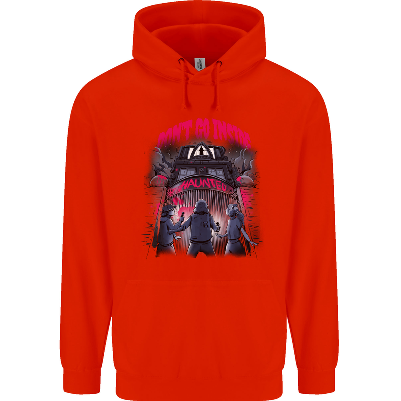 Haunted House Halloween Ghosts Spooks Childrens Kids Hoodie Bright Red