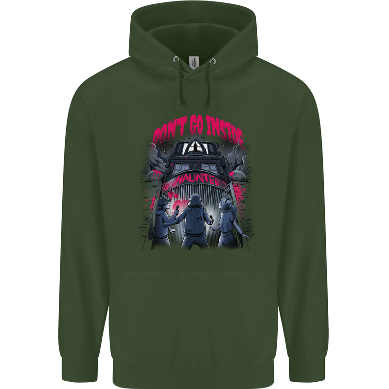 Haunted House Halloween Ghosts Spooks Childrens Kids Hoodie Forest Green