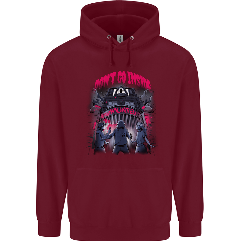 Haunted House Halloween Ghosts Spooks Childrens Kids Hoodie Maroon