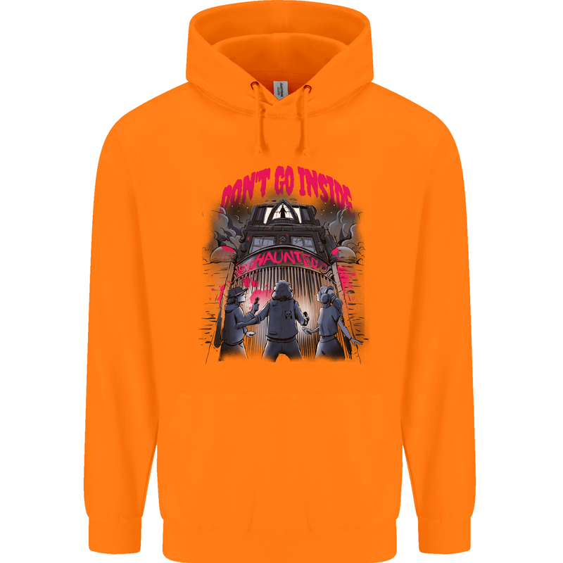 Haunted House Halloween Ghosts Spooks Childrens Kids Hoodie Orange
