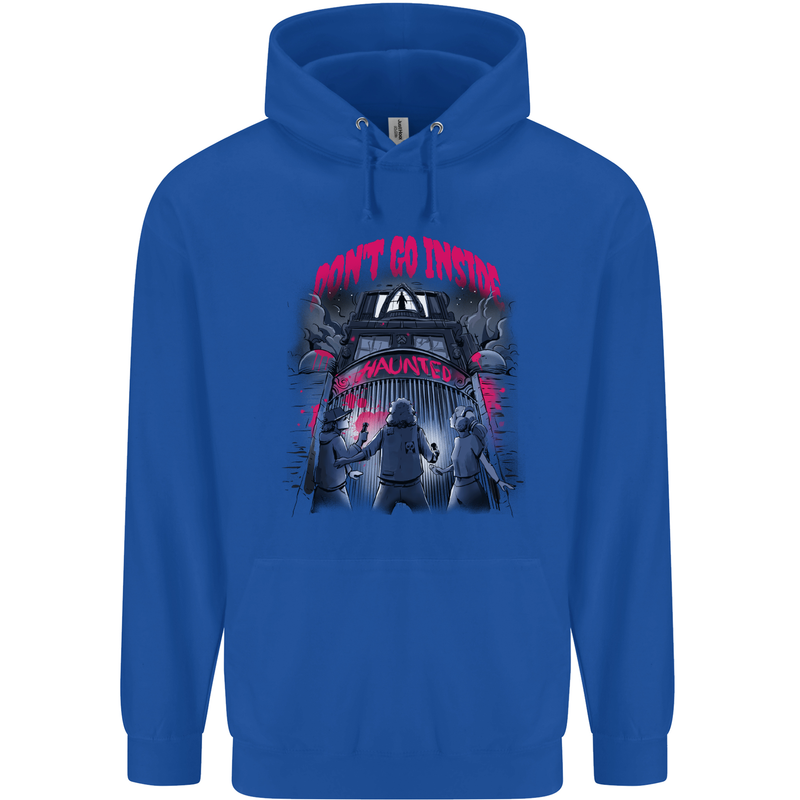 Haunted House Halloween Ghosts Spooks Childrens Kids Hoodie Royal Blue