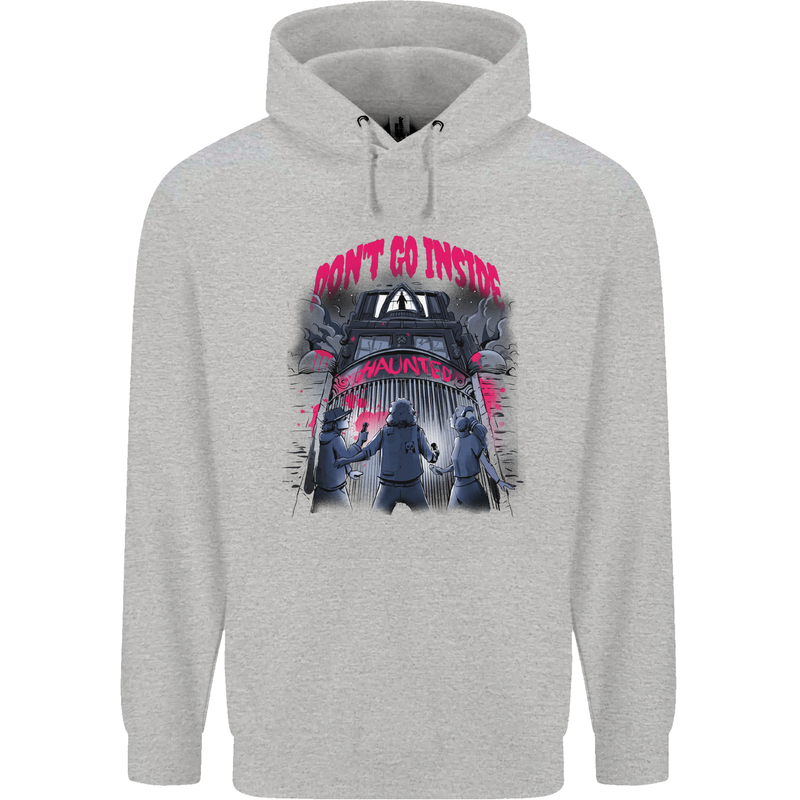 Haunted House Halloween Ghosts Spooks Childrens Kids Hoodie Sports Grey