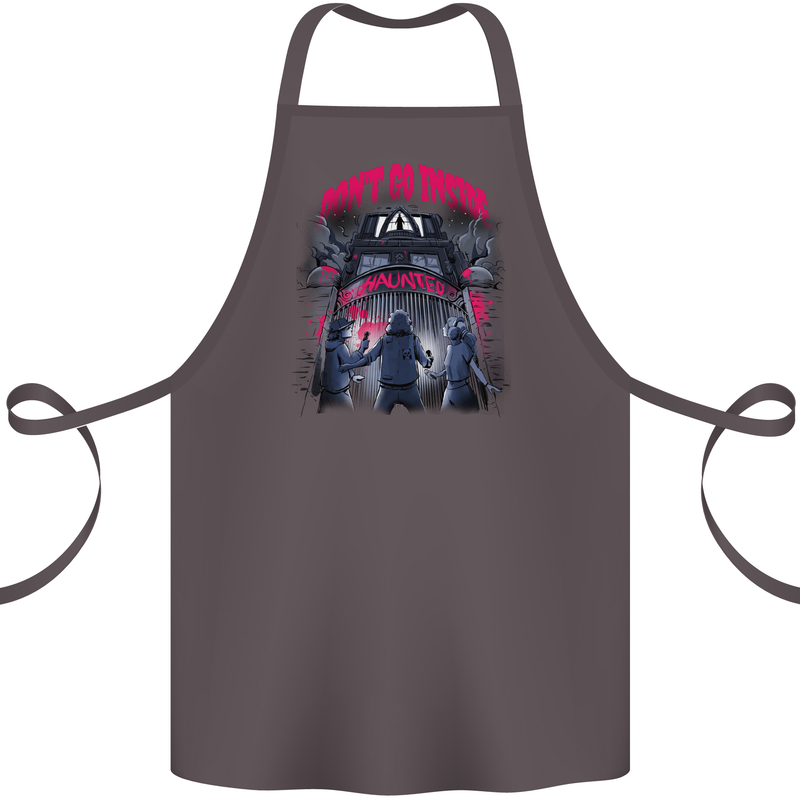 Haunted House Halloween Ghosts Spooks Cotton Apron 100% Organic Dark Grey