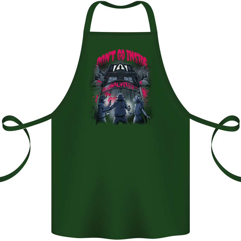 Haunted House Halloween Ghosts Spooks Cotton Apron 100% Organic Forest Green