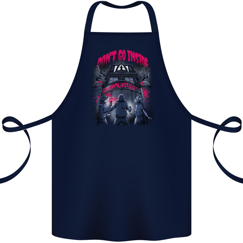 Haunted House Halloween Ghosts Spooks Cotton Apron 100% Organic Navy Blue
