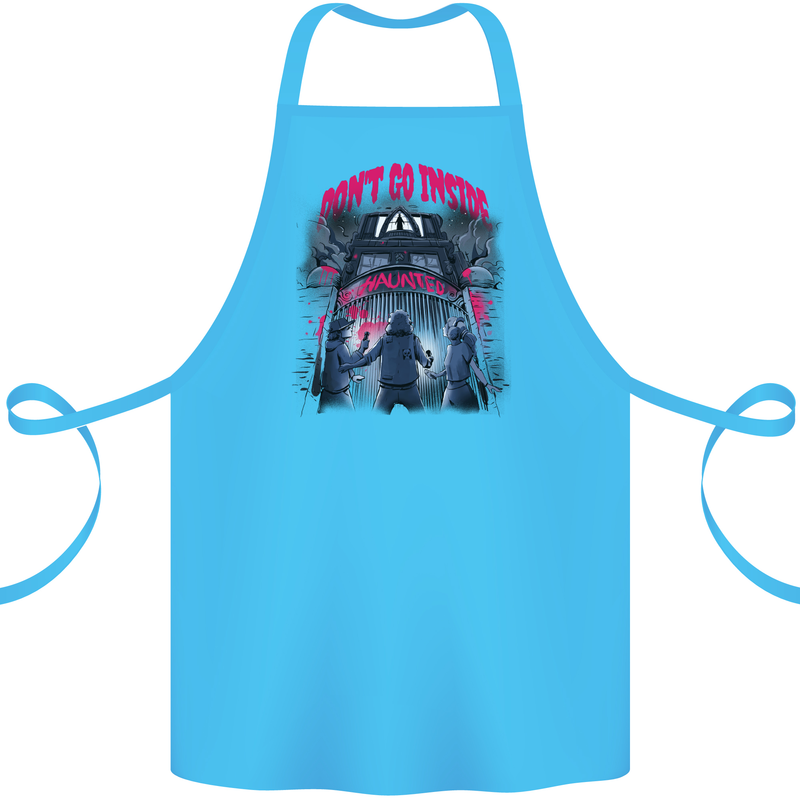 Haunted House Halloween Ghosts Spooks Cotton Apron 100% Organic Turquoise