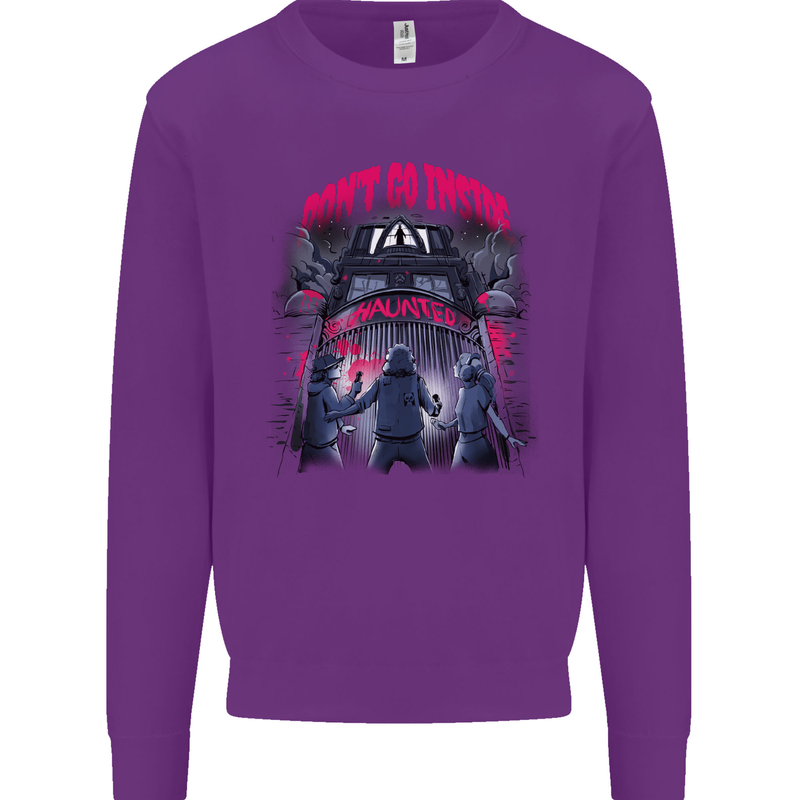 Haunted House Halloween Ghosts Spooks Kids Sweatshirt Jumper Purple