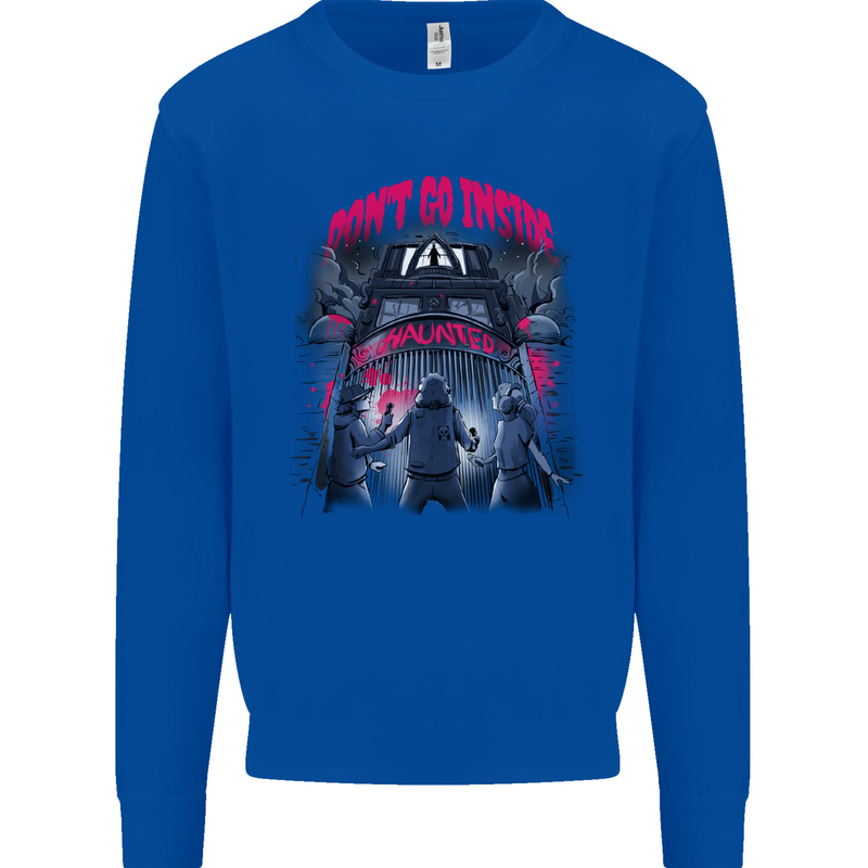 Haunted House Halloween Ghosts Spooks Kids Sweatshirt Jumper Royal Blue