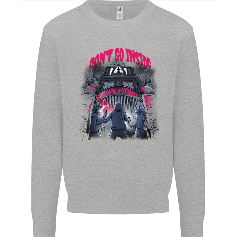 Haunted House Halloween Ghosts Spooks Kids Sweatshirt Jumper Sports Grey