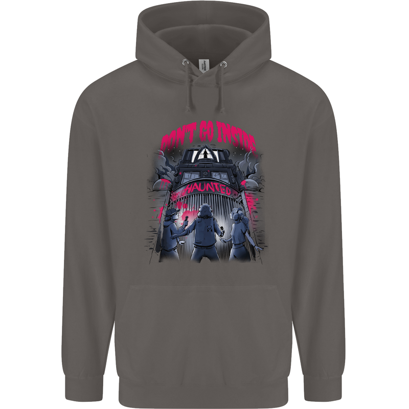 Haunted House Halloween Ghosts Spooks Mens 80% Cotton Hoodie Charcoal