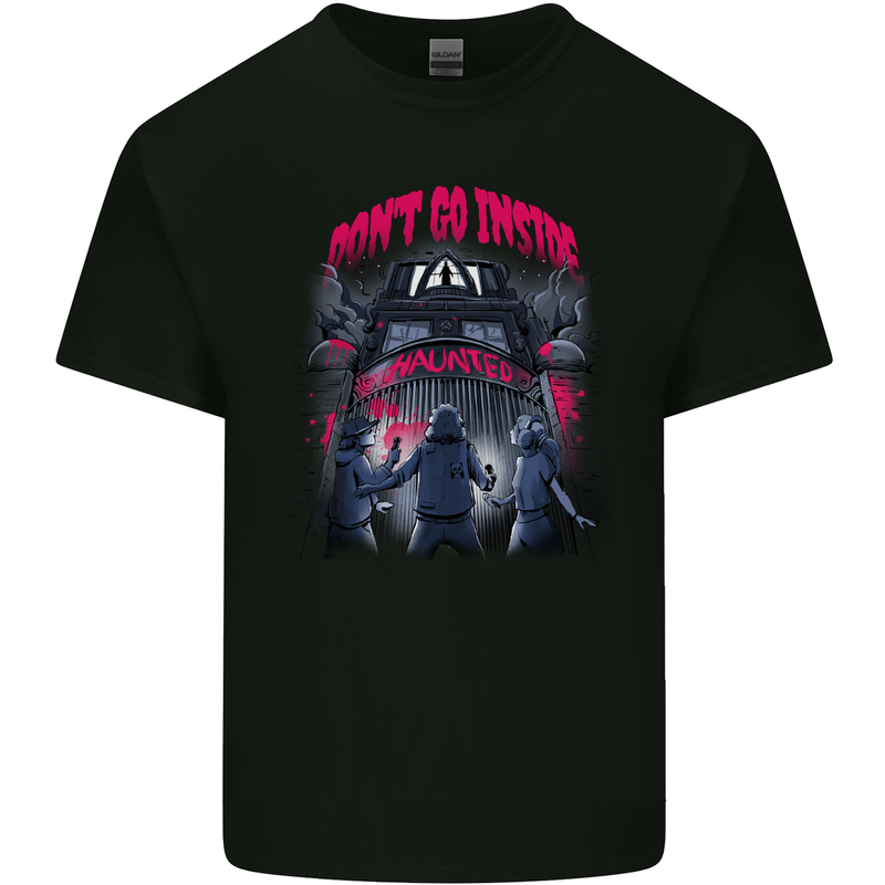 Haunted House Halloween Ghosts Spooks Mens Cotton T-Shirt Tee Top Black